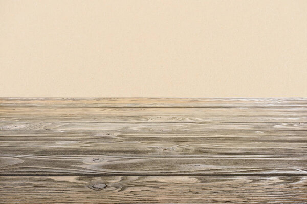 template of brown wooden floor on beige background
