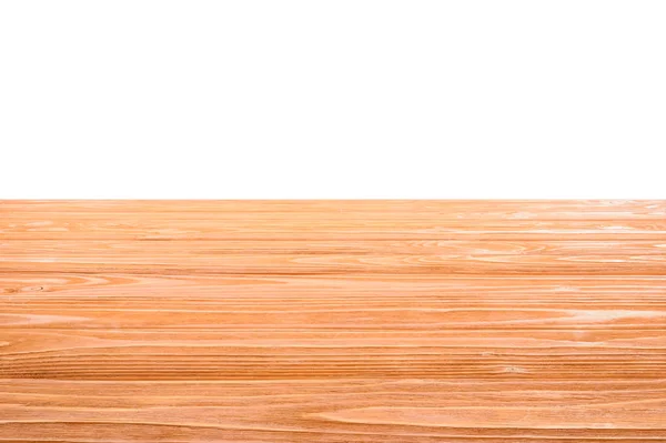 白い背景の上のオレンジ色の木製の床のテンプレート — ストック写真