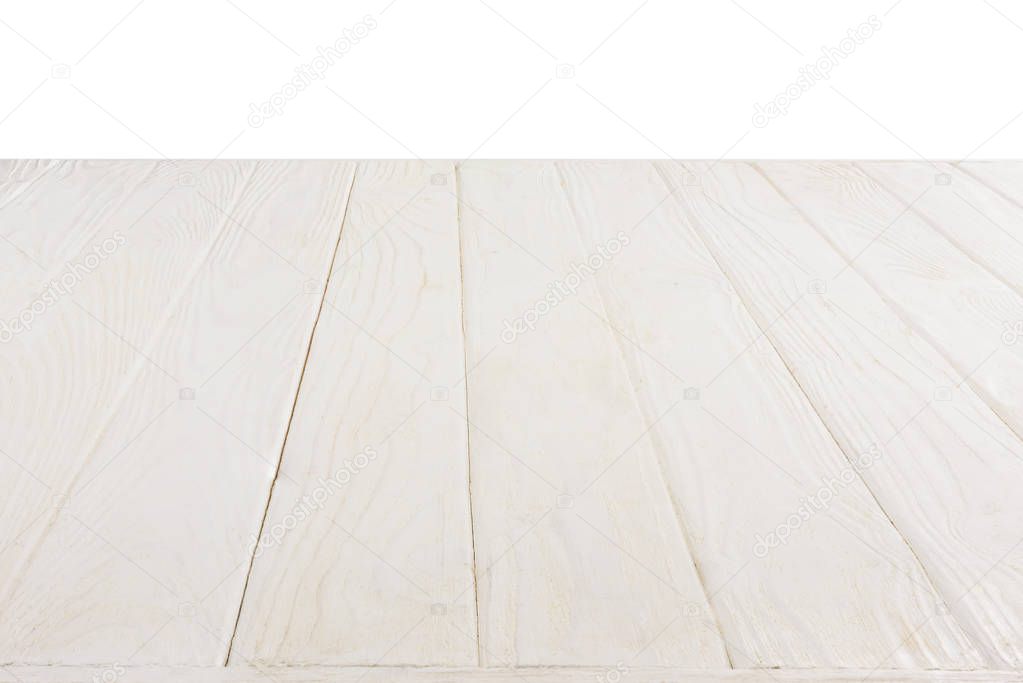  surface of white wooden planks isolated on white background