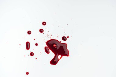 top view of white tabletop with blood blots clipart