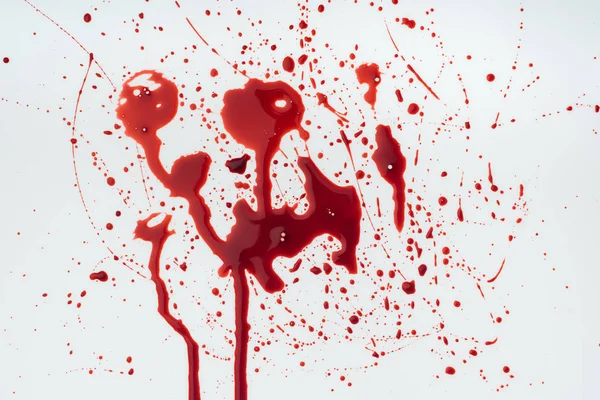 Primer Plano Gotitas Sangre Desordenada Blanco — Foto de Stock