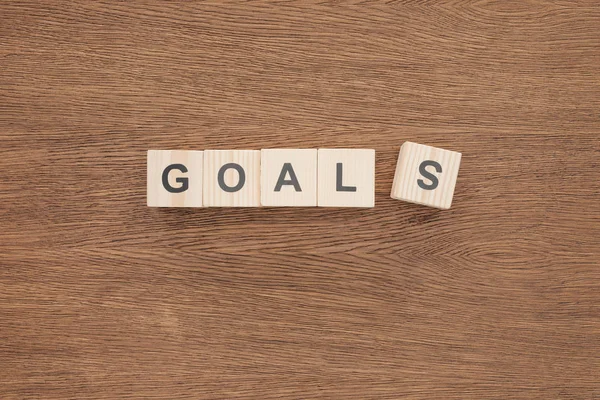 Goals Word Made Wooden Blocks Wooden Tabletop Goal Setting Concept — Stock Photo, Image