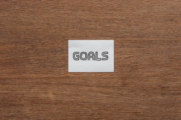 Top View Goals Lettering Card Wooden Background — Free Stock Photo