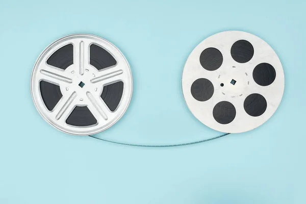 Film Reels Cinema Tape Them Isolated Blue — Stock Photo, Image