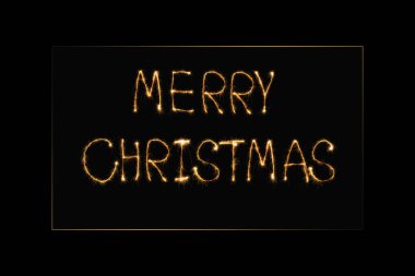 siyah zemin üzerinde yazı neşeli Noel ışık görünümünü kapat