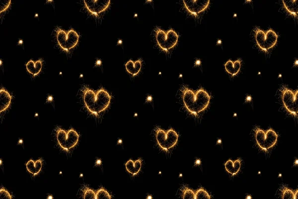 Πλήρους Καρέ Καρδιές Φως Πινακίδες Τοποθετημένα Μαύρο Φόντο — Φωτογραφία Αρχείου
