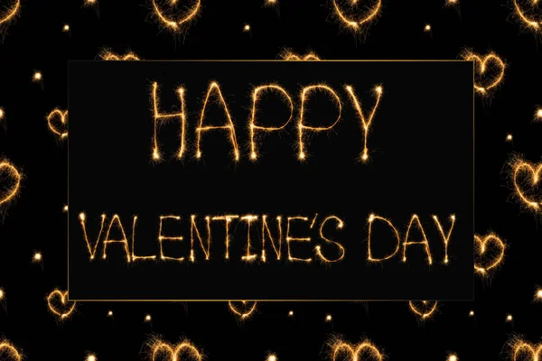 Закрытый Вид Счастливый День Валентинки Свет Сердца Черном Фоне Концепция — Бесплатное стоковое фото