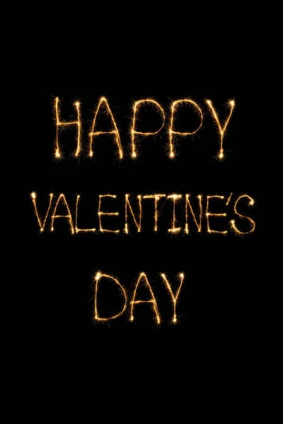 Закрытый Вид Счастливый День Валентинки Светящийся Черном Фоне Концепция Дня — Бесплатное стоковое фото