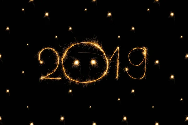 2019 Dots Light Sings Black Background — Stock Photo, Image