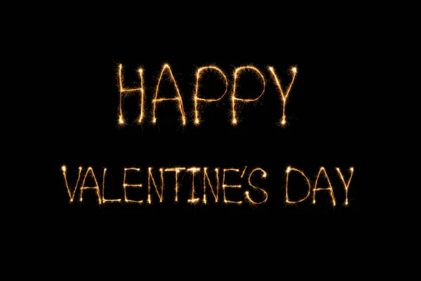 Закрытый Вид Счастливый День Валентинки Светящийся Черном Фоне Концепция Дня — Бесплатное стоковое фото