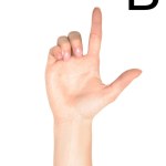 Female hand showing cyrillic letter, deaf and dumb language, isolated on white