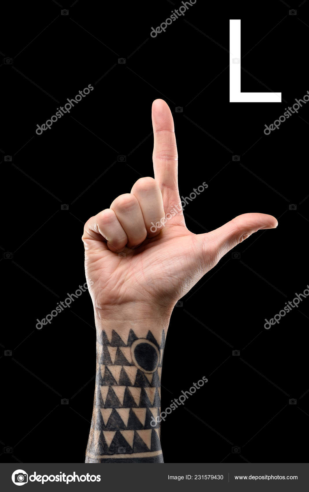 Cropped View Tattooed Hand Showing Latin Letter Sign Language Isolated —  Free Stock Photo © VadimVasenin #231579430