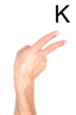 adamın beyaz izole Kiril harf, işaret dili, gösterilen kırpılmış görünümü