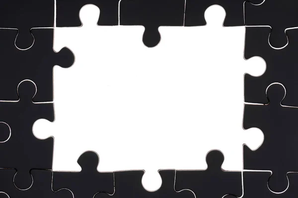 Cornice Completa Puzzle Bianco Nero Sfondo — Foto Stock