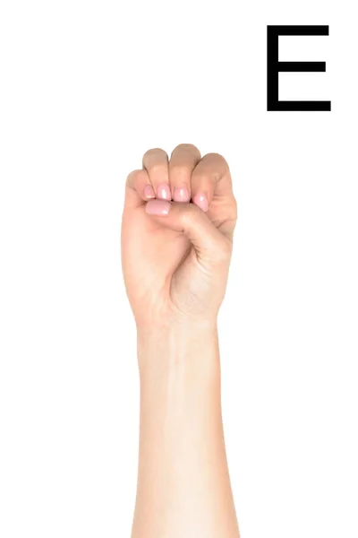 Female Hand Showing Latin Letter Sign Language Isolated White — Free Stock Photo