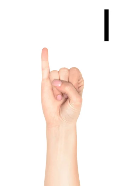 Female Hand Showing Latin Letter Deaf Dumb Language Isolated White — Stock Photo, Image