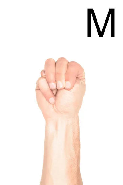 Cropped View Male Hand Showing Latin Letter Deaf Dumb Language — Free Stock Photo