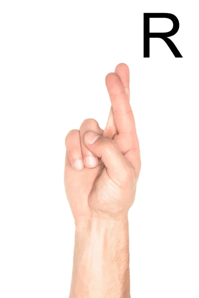 Cropped View Male Hand Showing Latin Letter Deaf Dumb Language — Free Stock Photo