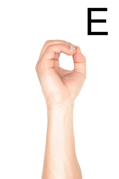 Cropped View Man Showing Cyrillic Letter Deaf Dumb Language Isolated — Stock Photo, Image