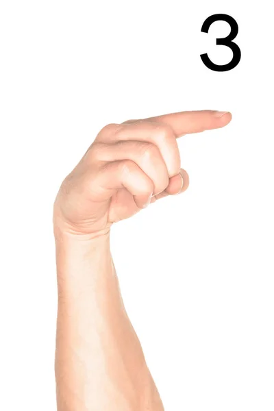 Vista Parcial Del Hombre Mostrando Letra Cirílica Lenguaje Signos Aislado — Foto de Stock