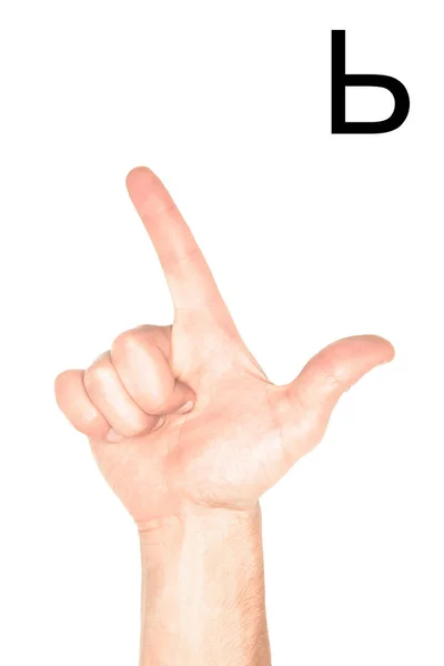 Cropped View Male Hand Showing Cyrillic Alphabet Deaf Dumb Language — Stock Photo, Image