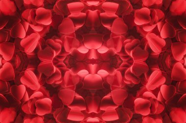 güzel kırmızı kalp şeklinde yaprakları, Sevgililer günü arka plan üstten görünüm