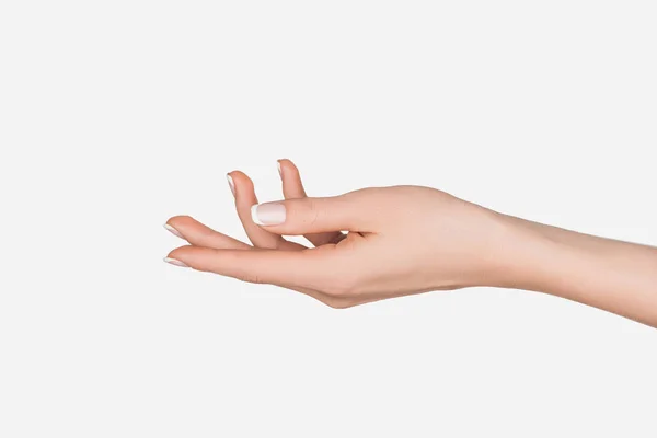 Teilansicht Der Weiblichen Hand Isoliert Auf Weiß — Stockfoto