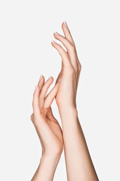 Cropped View Female Hands Isolated White — Stock Photo, Image