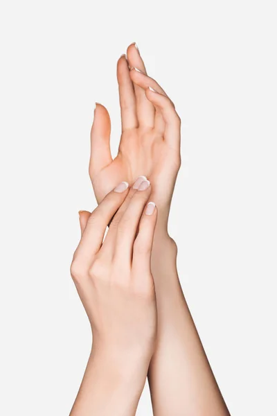 Partial View Female Hands Isolated White — Stock Photo, Image