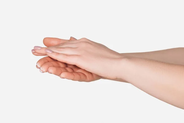 Close View Female Hands Isolated White — Stock Photo, Image