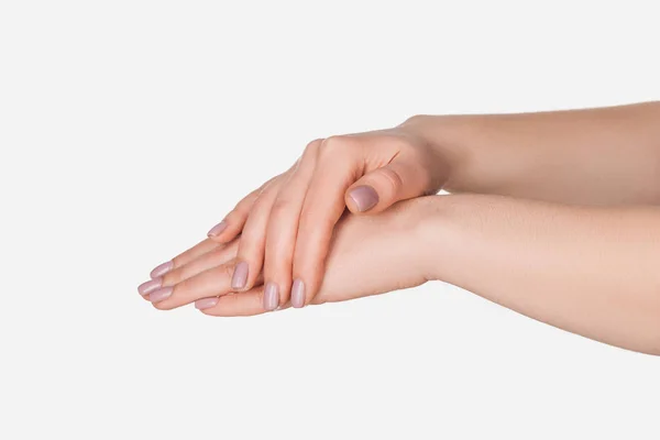 Крупним Планом Жіночі Руки Ізольовані Білому — стокове фото