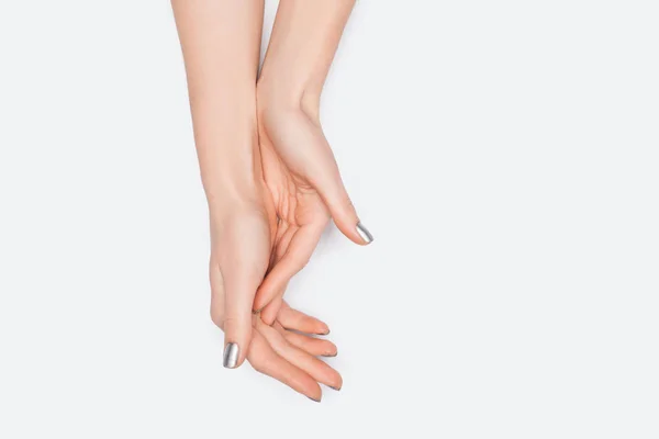 Oříznutý Pohled Ženské Ruce Izolované Bílém — Stock fotografie