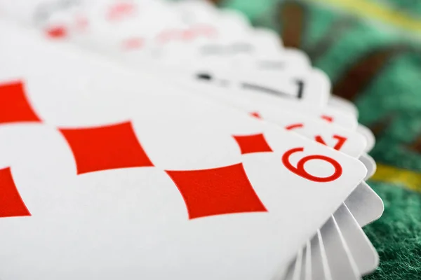 Selective Focus Playing Card Diamonds Suit Deck — Stock Photo, Image