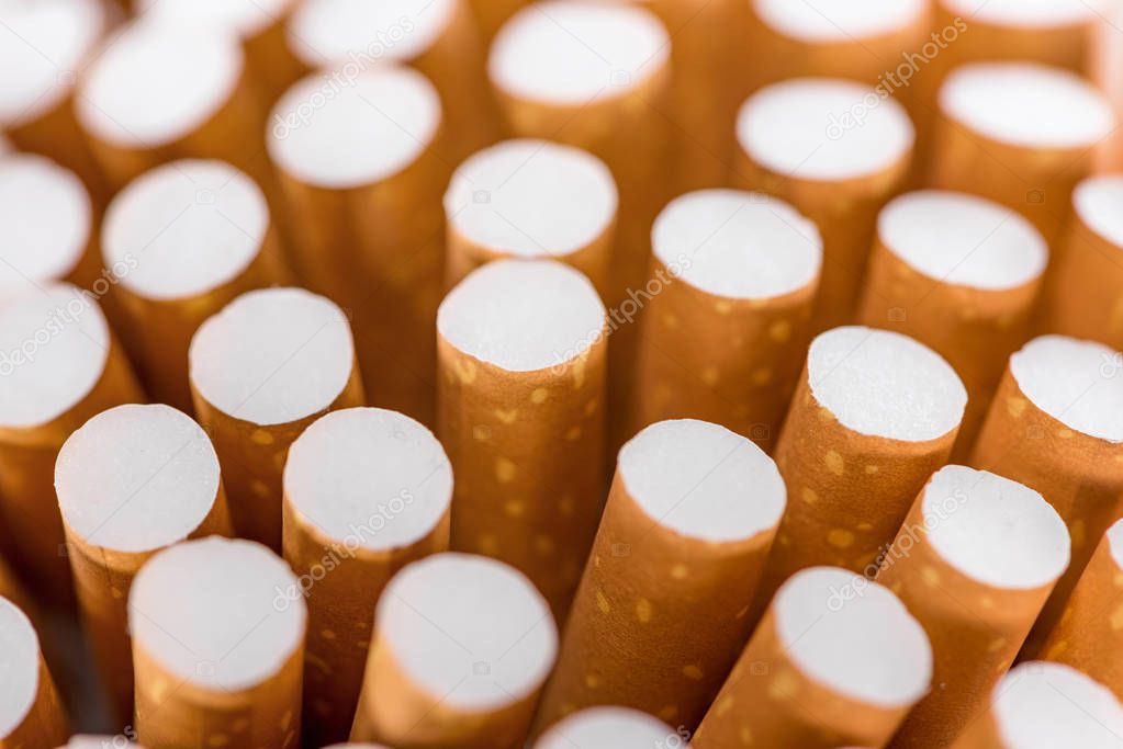 Close up shot of cigarettes with selective focus