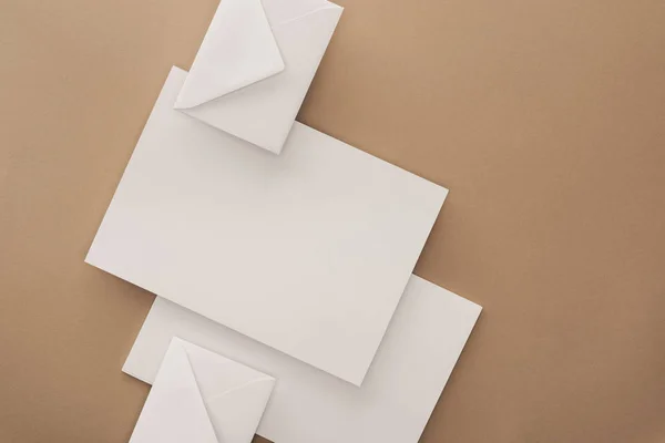 Top View Empty Sheets Paper Envelopes — Stock Photo, Image