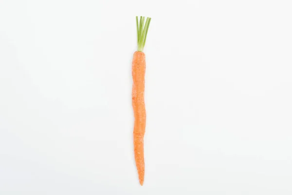 Top View Single Whole Ripe Fresh Raw Carrot Isolated White — Stock Photo, Image