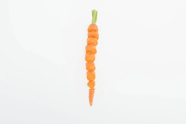 Top View Fresh Ripe Raw Sliced Carrot Isolated White — Stock Photo, Image