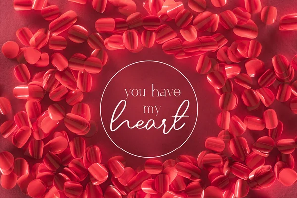 Frame Beautiful Decorative Red Petals You Have Heart Lettering Valentines — Stock Photo, Image