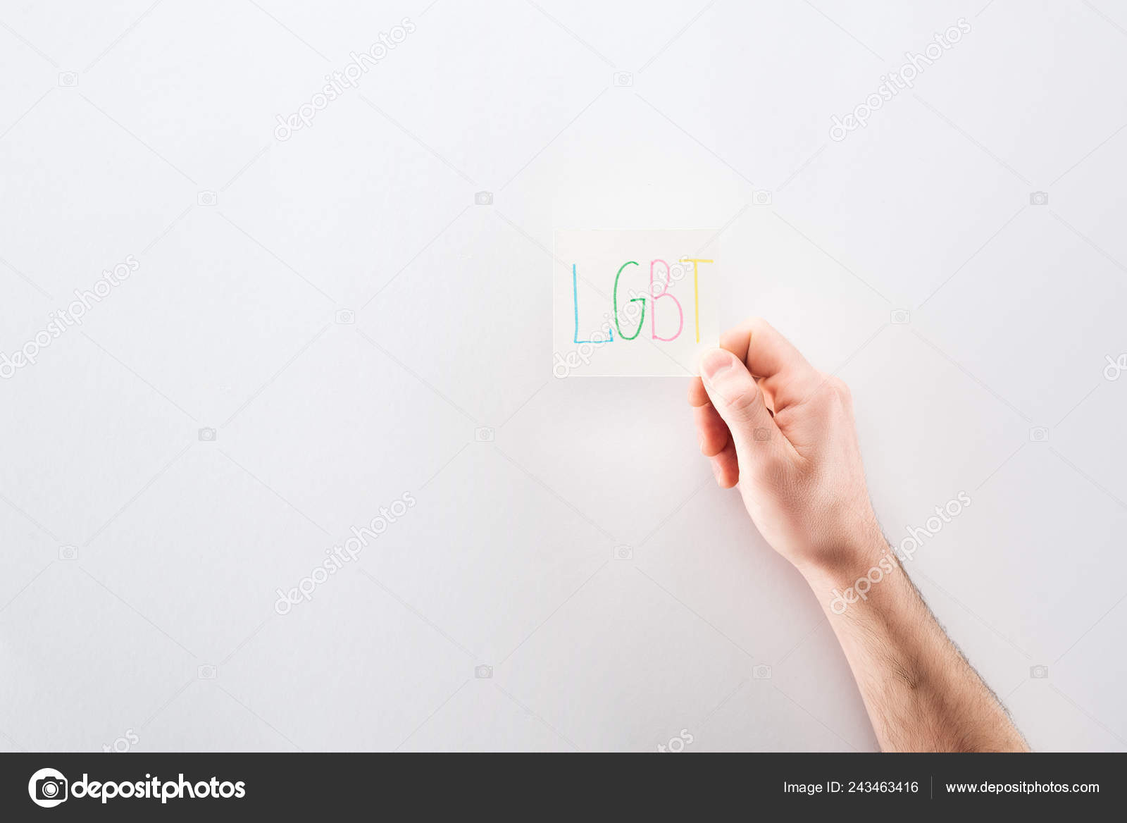 Cropped View Male Hand Lgbt Handwritten Abbreviation Paper