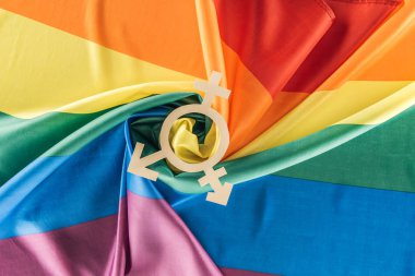 gökkuşağı bayrağı cinsiyet işareti, lgbt kavramı ile spiral şeklinde katlanmış üstten görünüm