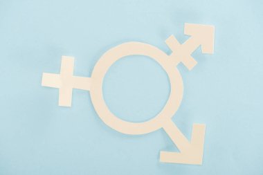 beyaz kağıt cinsiyet oturum mavi arka plan, lgbt kavramı