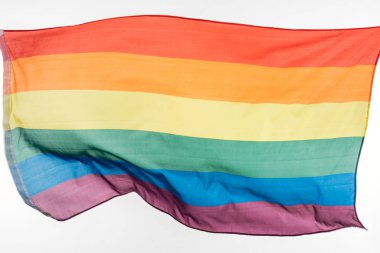 Dalgalanan lgbt gökkuşağı bayrağı beyaz üzerinde izole,
