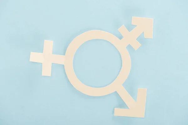Білий Паперовий Гендерний Знак Синьому Фоні Концепція Lgbt — стокове фото