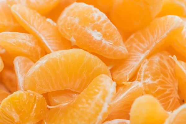 Close Bright Orange Tangerine Peeled Slices — Stok Foto