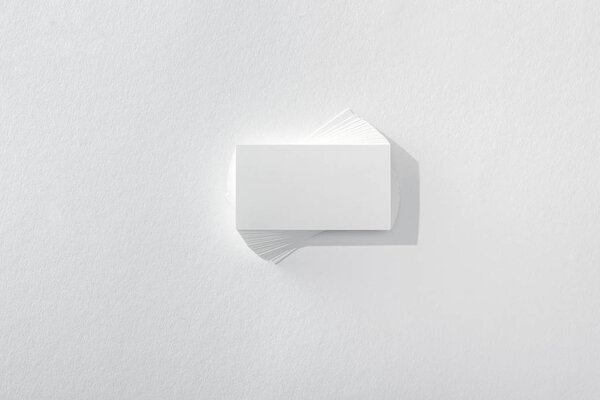 top view of blank card on white background with copy space 