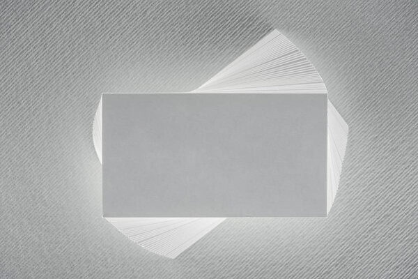 top view of empty card on white background with copy space
