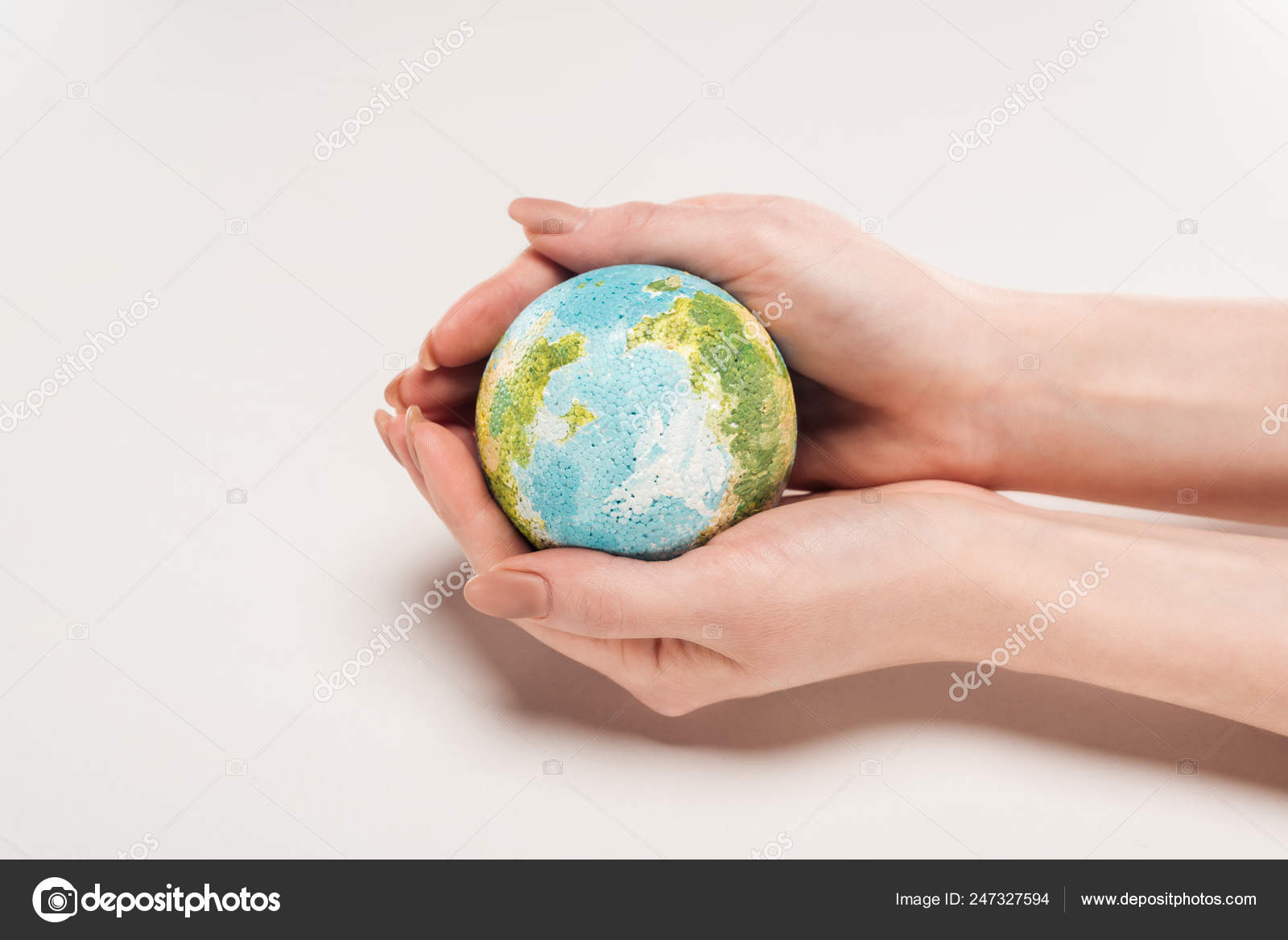 Cropped View Woman Holding Earth Model White Background Global Warming  Stock Photo by ©VadimVasenin 247327594