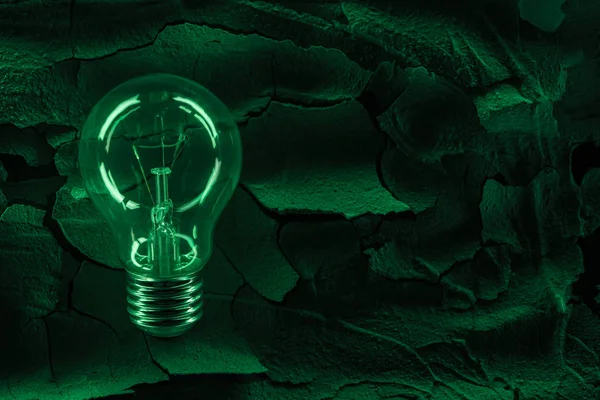 Електрична Лампа Висушеній Тріщинній Поверхні Землі Концепція Глобального Потепління — стокове фото