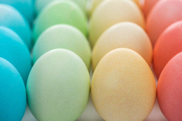 close up of traditional colorful easter eggs  