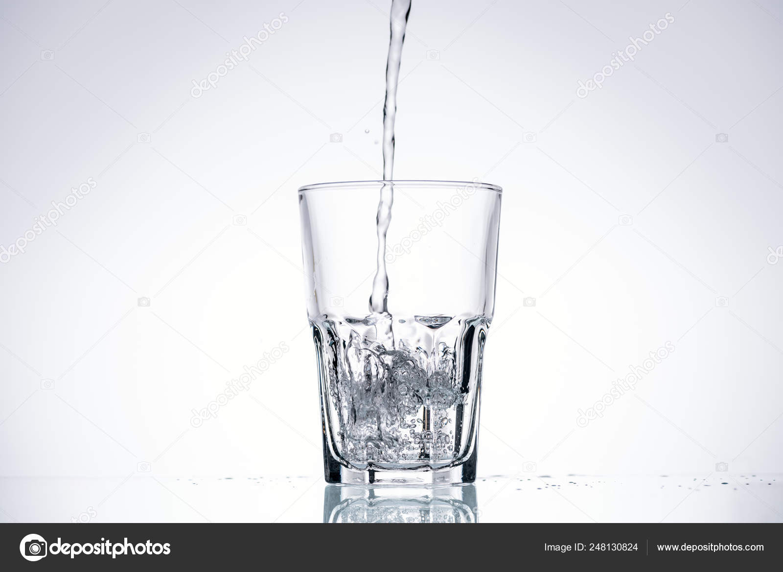 Background Water Pouring Glass White Backlit — Stock Photo ...